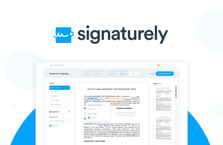 Signaturely: Digitally send, sign, and store all of your documents with one tool