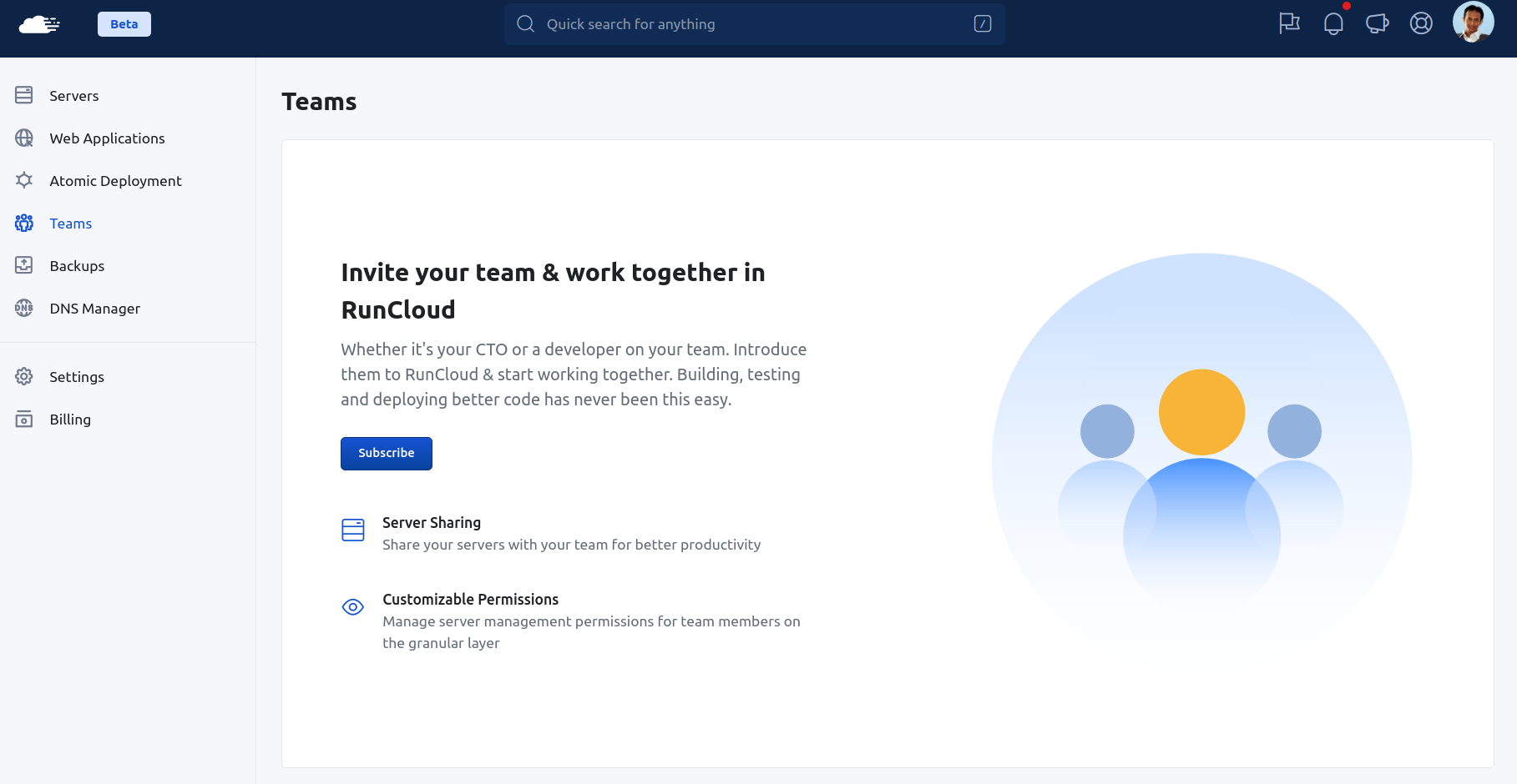 Manage team members in RunCloud